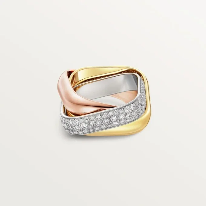 Trinity-ring, kuddeformad, stor modell, halvpavé Trinity-ring, kuddeformad, stor modell, halvpavé
