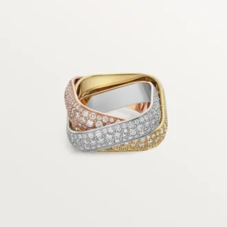 Trinity-ring, kuddeformad, stor modell, pavé