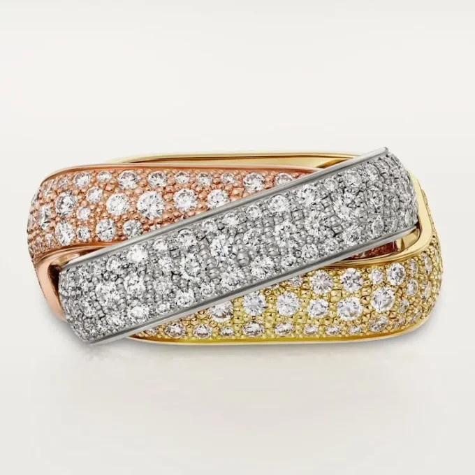 Trinity-ring, kuddeformad, stor modell, pavé Trinity-ring, kuddeformad, stor modell, pavé