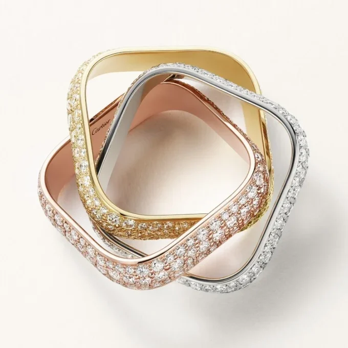 Trinity-ring, kuddeformad, stor modell, pavé Trinity-ring, kuddeformad, stor modell, pavé